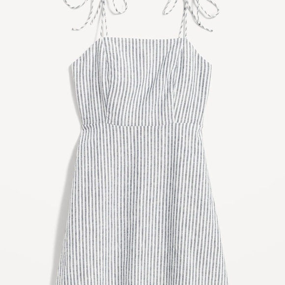 NWT OLD NAVY Fit & Flare Matching Tie-Strap Mini Dres: Blue Stripe SIZE XLARGE - Picture 3 of 9